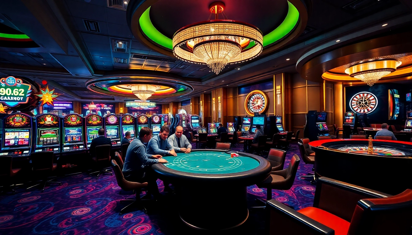 C168 offers a thrilling casino experience with vibrant slot machines and a poker table.