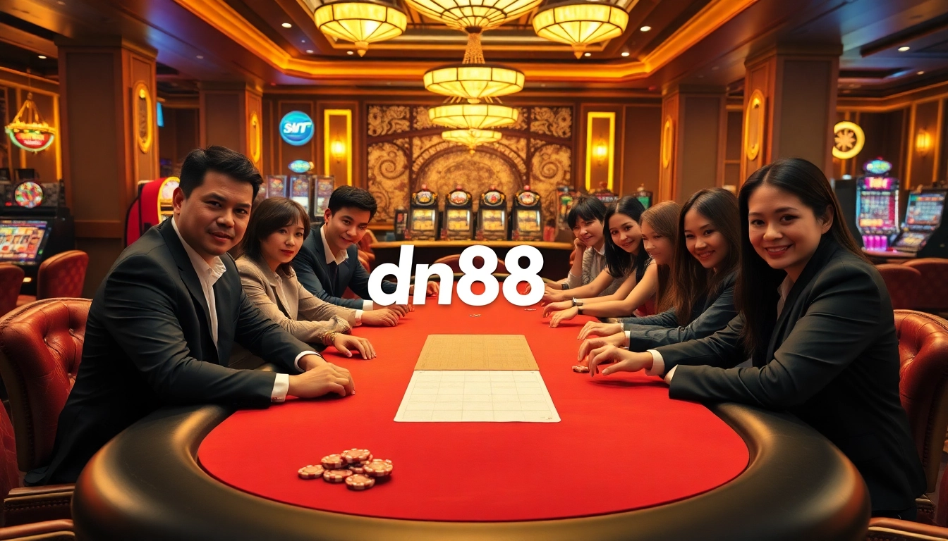Experience intense gameplay at a luxurious dn88 bet poker table with excited gamblers.