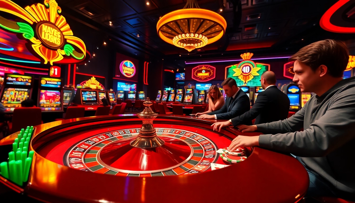 Jouer à des jeux sur un site casino en ligne avec une ambiance lumineuse et festive.