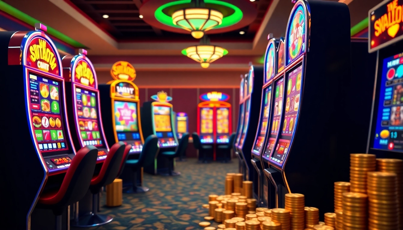 Gagnez avec des machines à sous en ligne argent réel dans un casino numérique coloré.